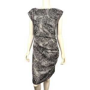 Leopard Print‎ Dress Size 4 Ruched Sheath Dress Jersey Knit Bodycon Comfortable